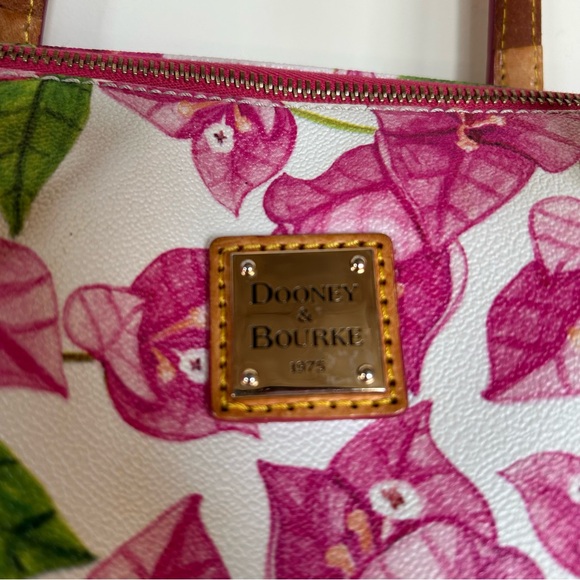 Dooney & Bourke Bougainvillea Zip Top Shopper Bag Purse Tote Pink Floral - Picture 5 of 12